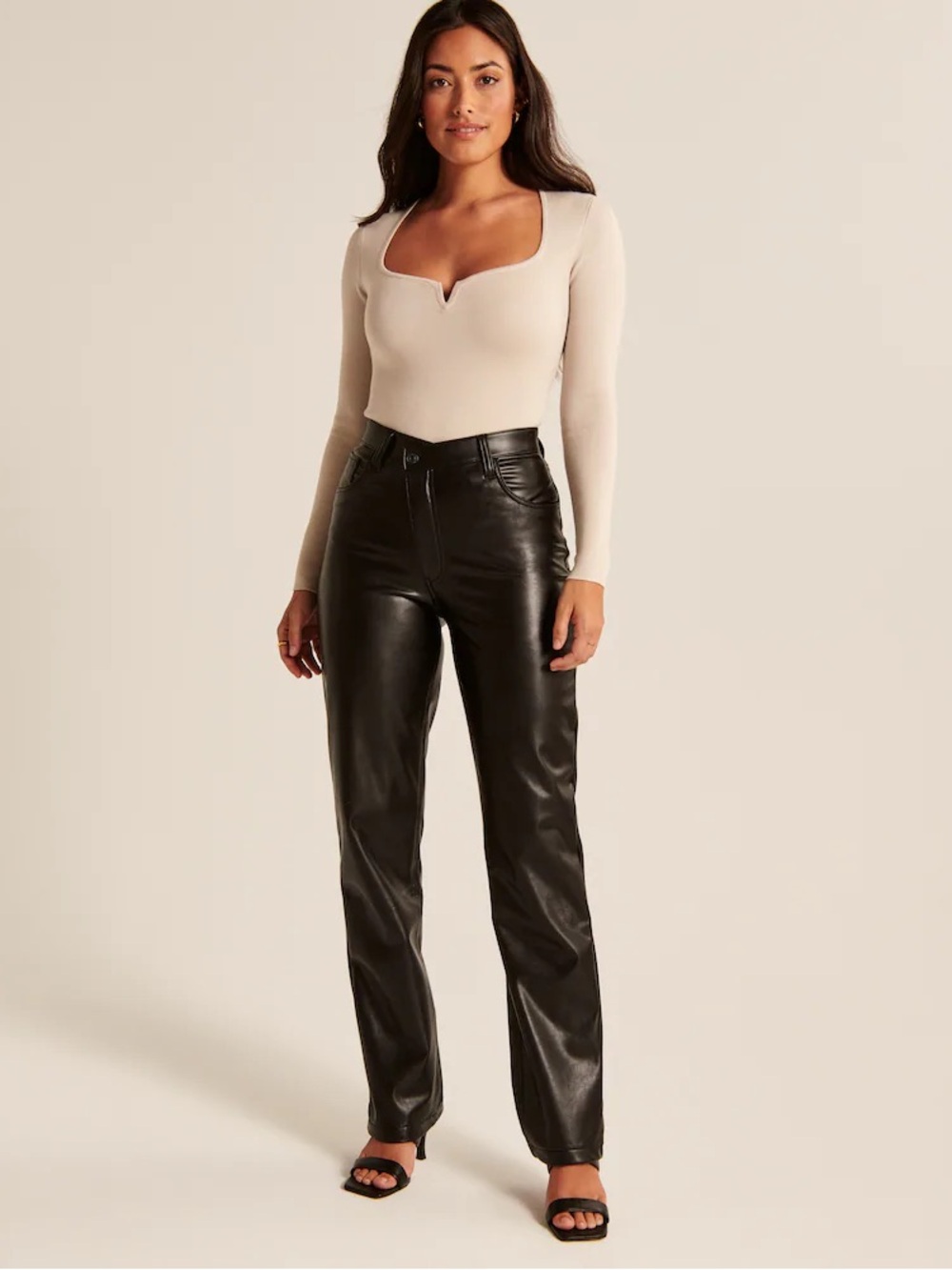 Abercrombie & Fitch Vegan Leather The 90s Straight Ultra High Rise Pants 14